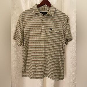 Howler Brothers Blue and Brown Striped Polo Shirt Size Medium
